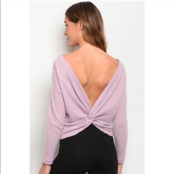 Back Twist Waffle Knit Top - Picture 2 of 3
